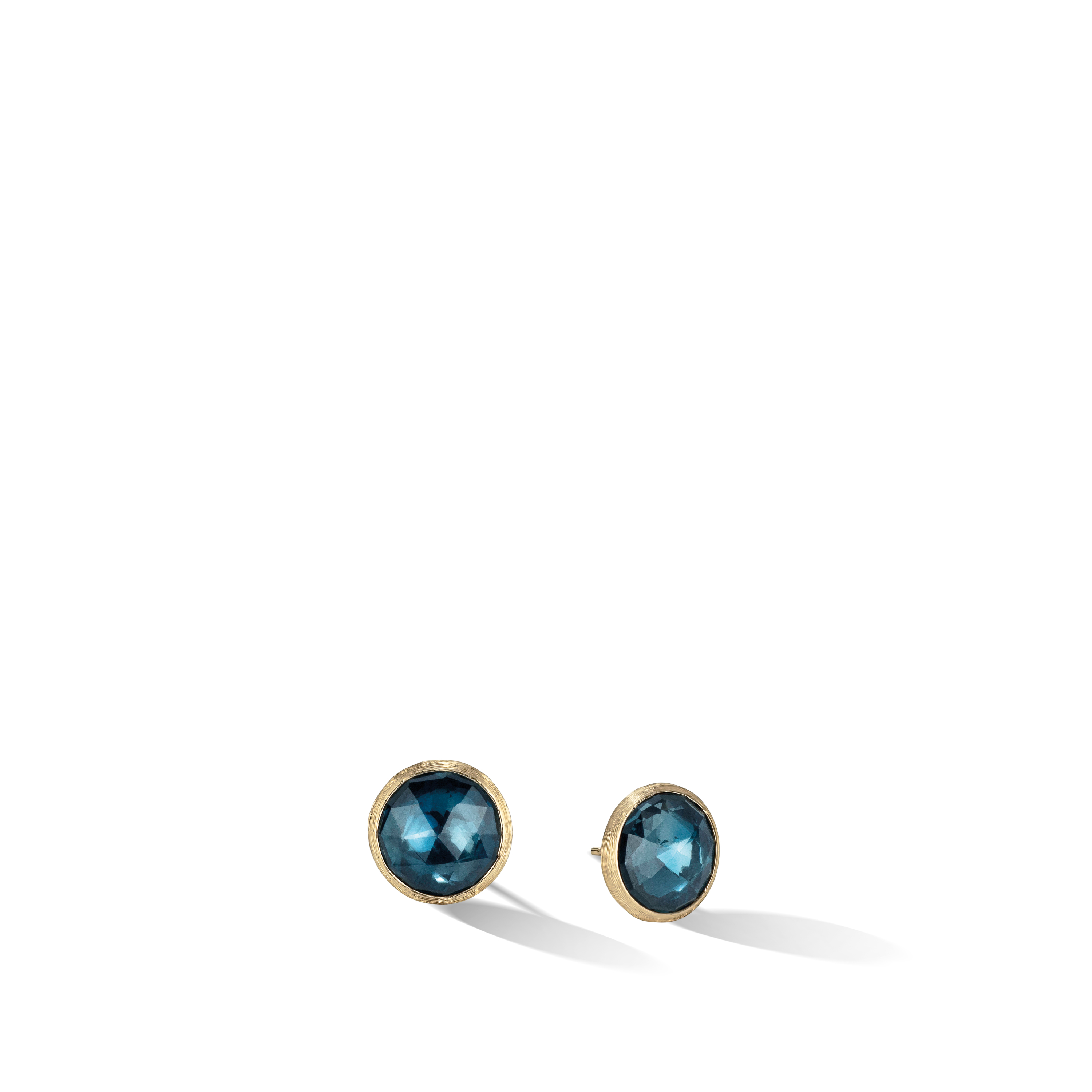 18K Yellow Gold Jaipur Collection Large London Blue Topaz Stud Earrings